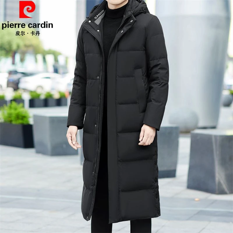 皮尔卡丹羽绒服男长款过膝冬季新款加厚加大码鸭绒中年防寒男外套