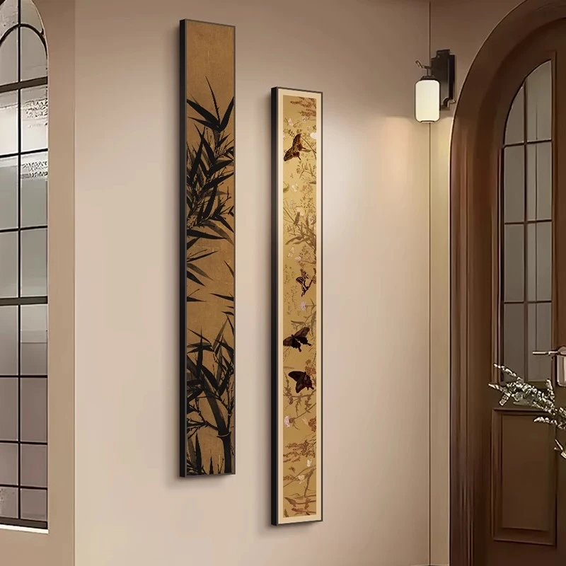 入户正对门玄关装饰画中古风复古走廊过道新款壁画轻奢高级感挂画