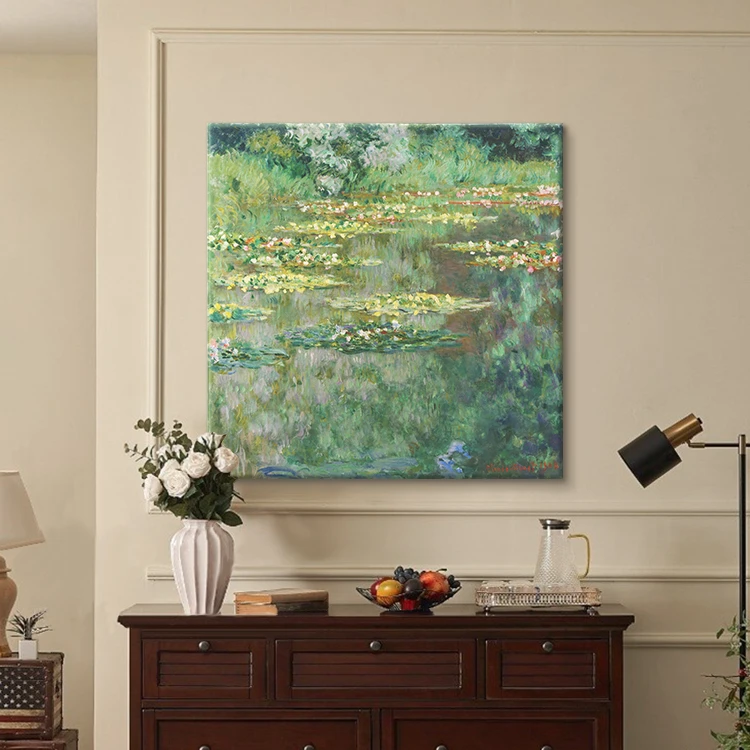 《睡莲》新中式客厅装饰画复古艺术背景墙系列现代轻奢客厅小众摆画