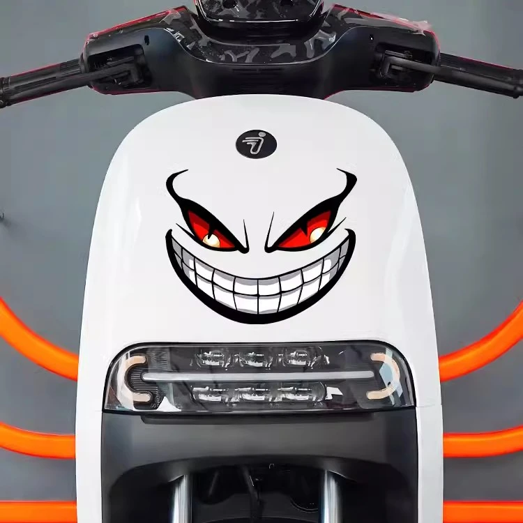 电动车贴纸防水防晒刮痕创意笑脸恶魔卡通拉花尾箱前脸装饰小图案