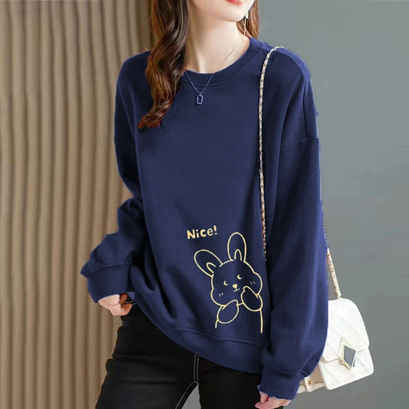 大码胖mm圆领卫衣女2023秋冬季新款休闲百搭宽松加绒爆款长袖上衣