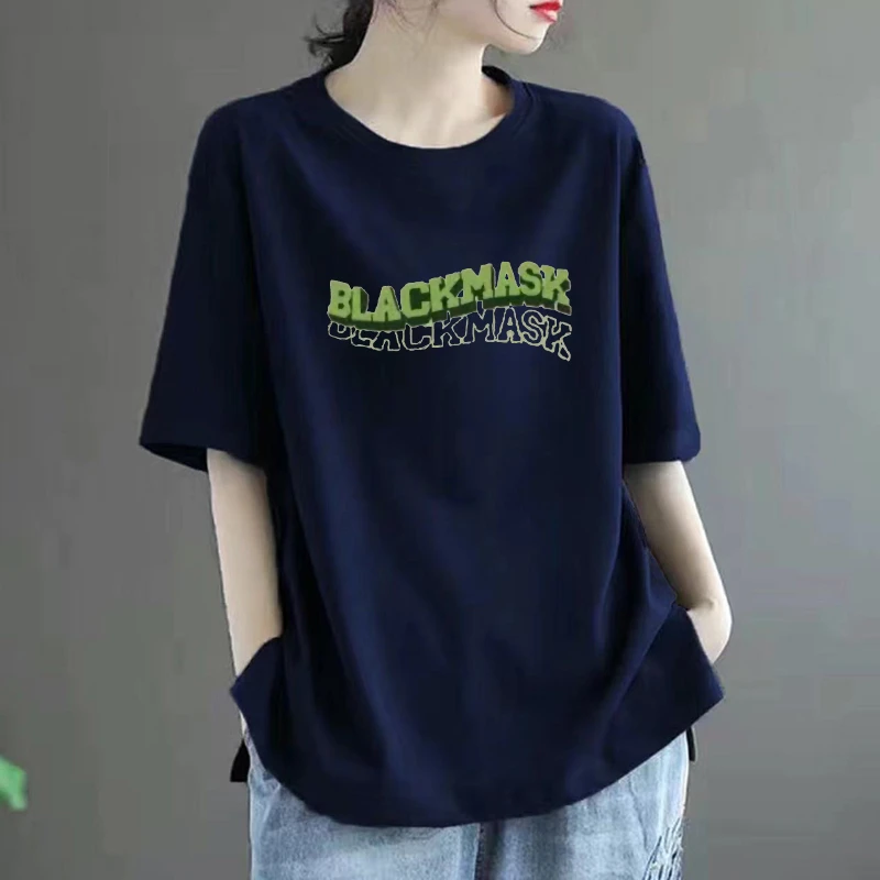 胖妹妹纯棉短袖圆领T恤女2024夏季大码宽松遮肉百搭显瘦休闲上衣