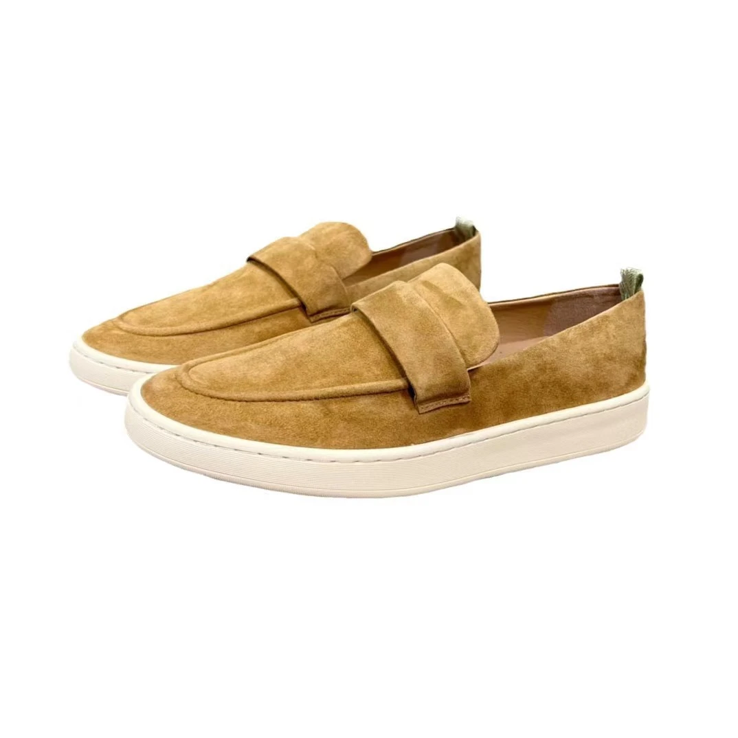 一脚蹬乐福鞋女款磨砂羊皮平底懒人鞋复古单鞋