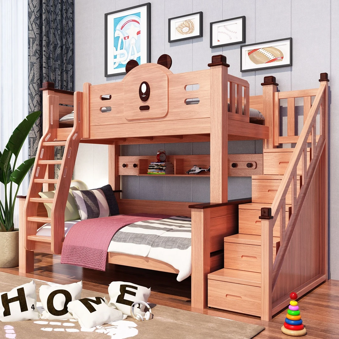 贝乐菲高低床上下床子母床双人床高低铺儿童床上下铺实木双层床