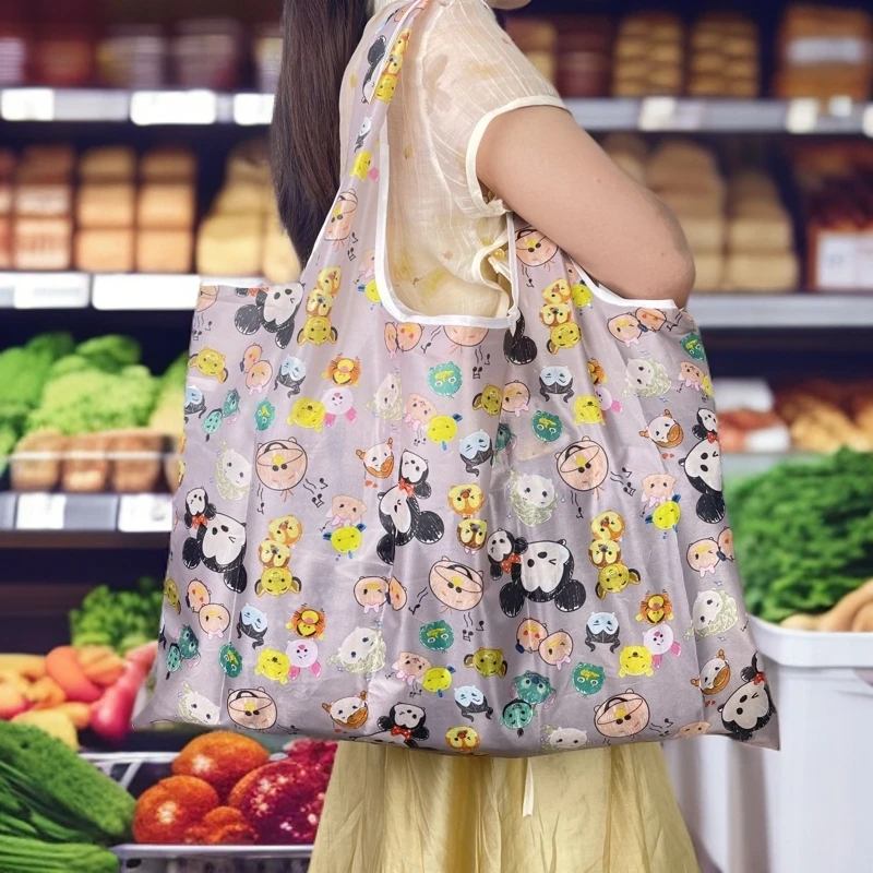 大号可爱卡通可折叠便携超市购物袋杂货袋买菜包大容量布袋环保袋