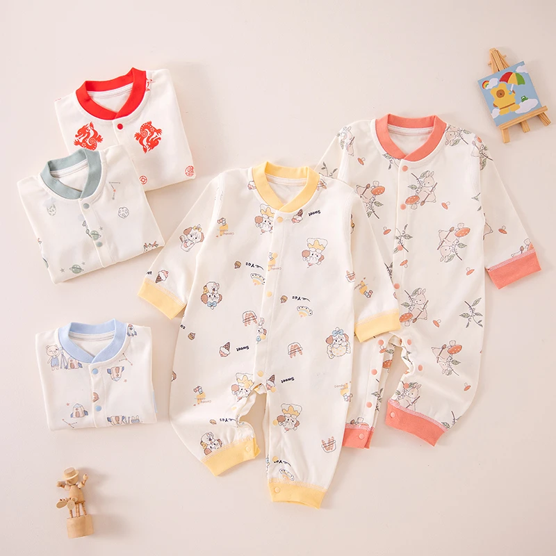 纯棉婴儿连体衣春秋男女宝宝四季新生儿哈衣爬服幼儿