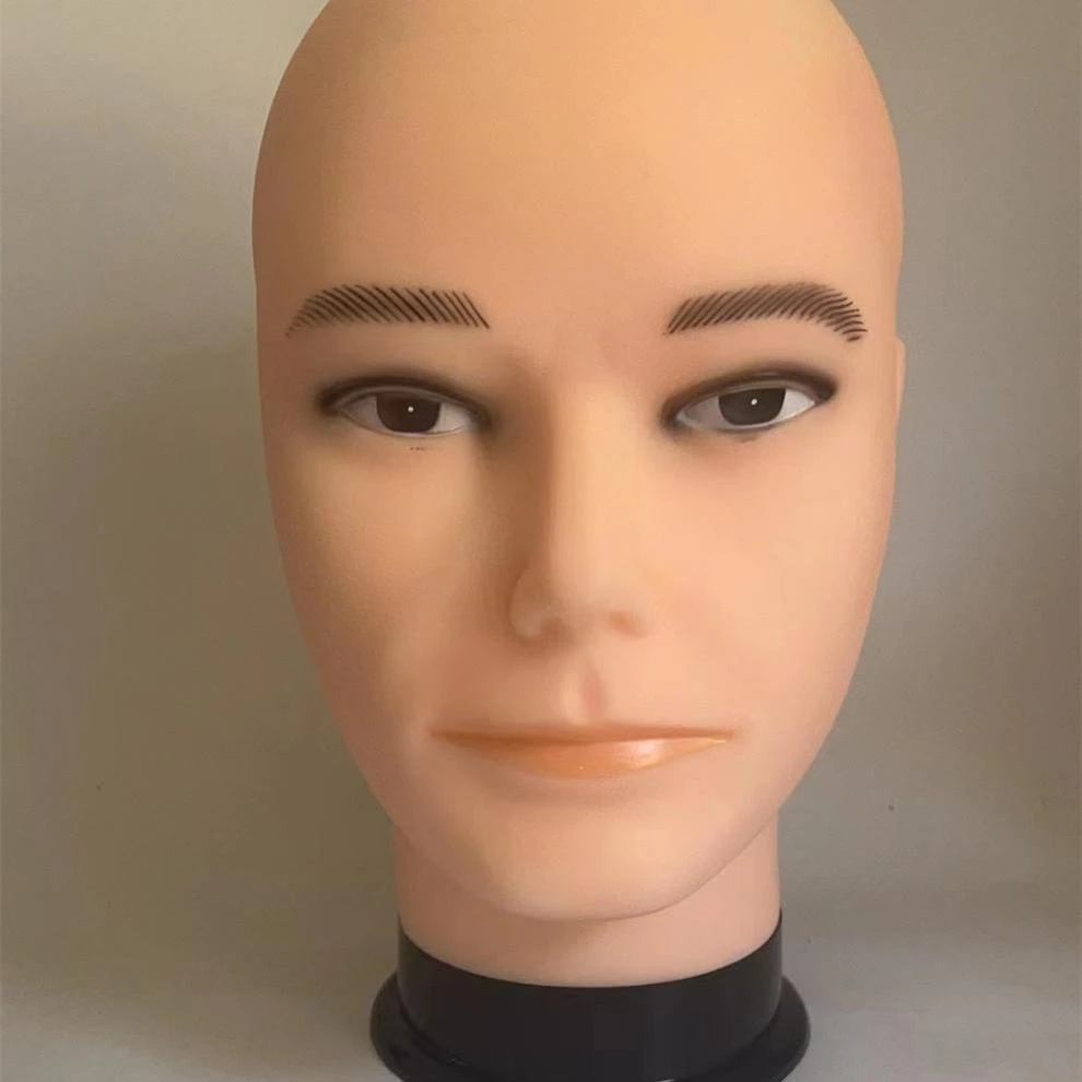 抿嘴男大头围光头头模练习手法人头模型理发店模特假发公仔橡胶头