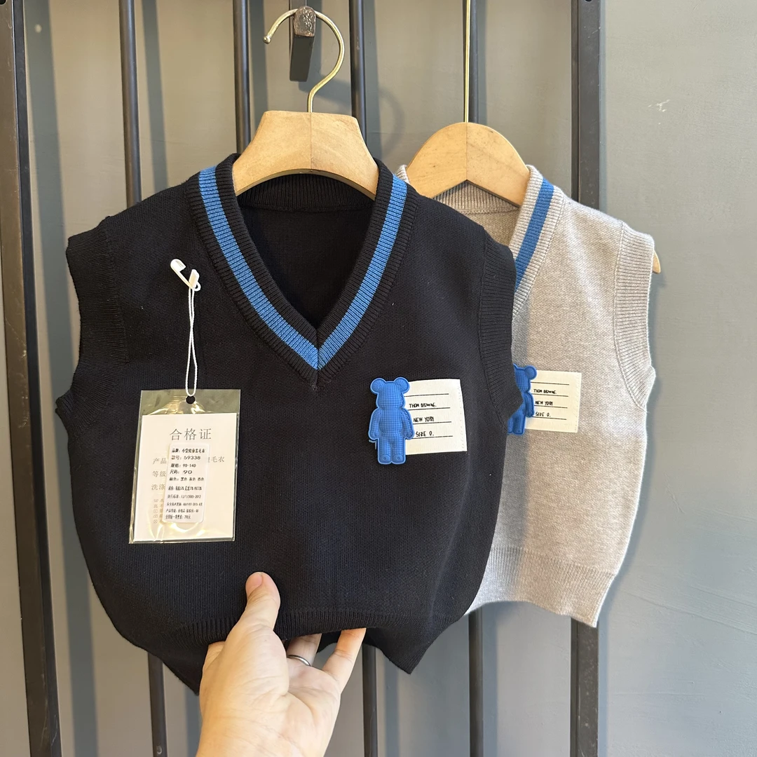 男童针织马甲外穿2025秋装新款套头毛衣宝宝秋季儿童毛线坎肩背心
