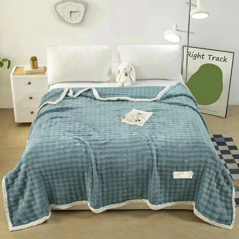 新款AB面毛毯泡泡绒多功能长绒加厚四季毯午休毯简约轻奢毯