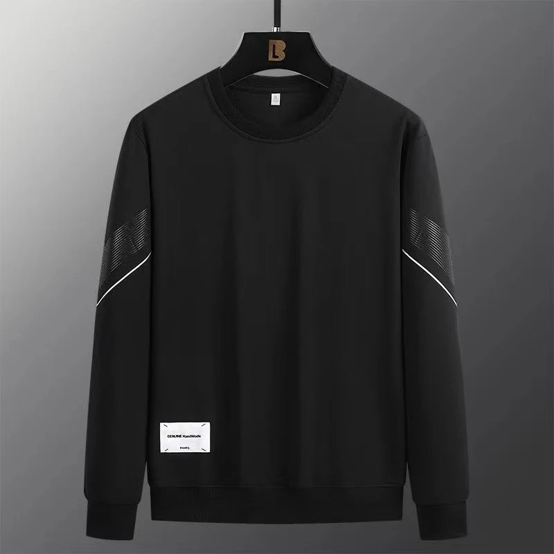 （爆款热销）秋冬款运动休闲圆领卫衣男士长袖白色蓝色春秋季黑色