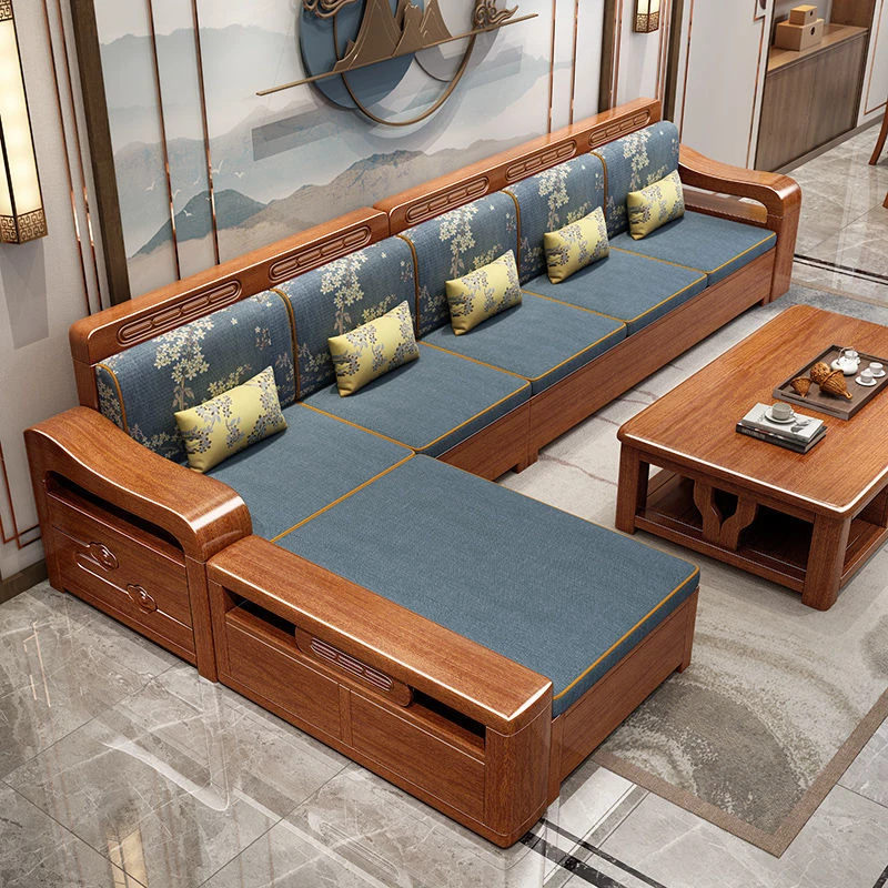 木槿尚品【606】金丝胡桃木新中式实木沙发小户型高箱储物家具