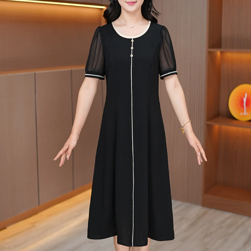 夏季新款气质连衣裙优雅设计款显瘦减龄中长款裙子女