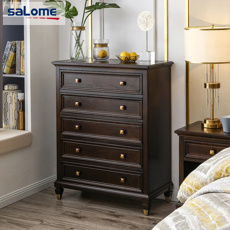 美式轻奢全实木五斗柜小户型收纳储物抽屉柜白蜡木主卧室网红斗橱
