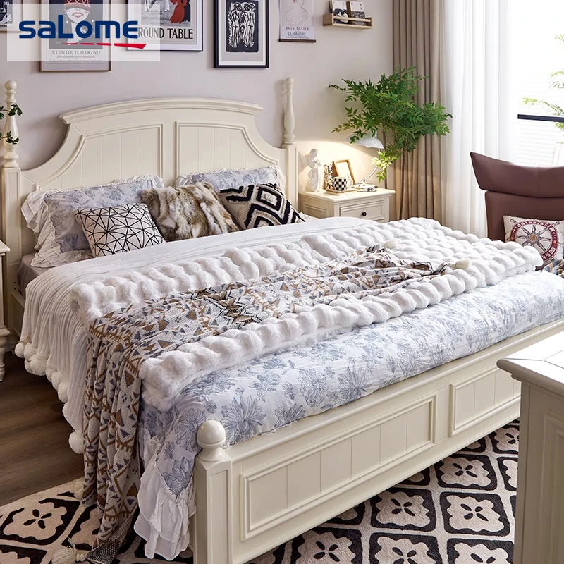 美式全实木床奶油白色轻奢现代简约主卧储物法式小户型公主风主卧