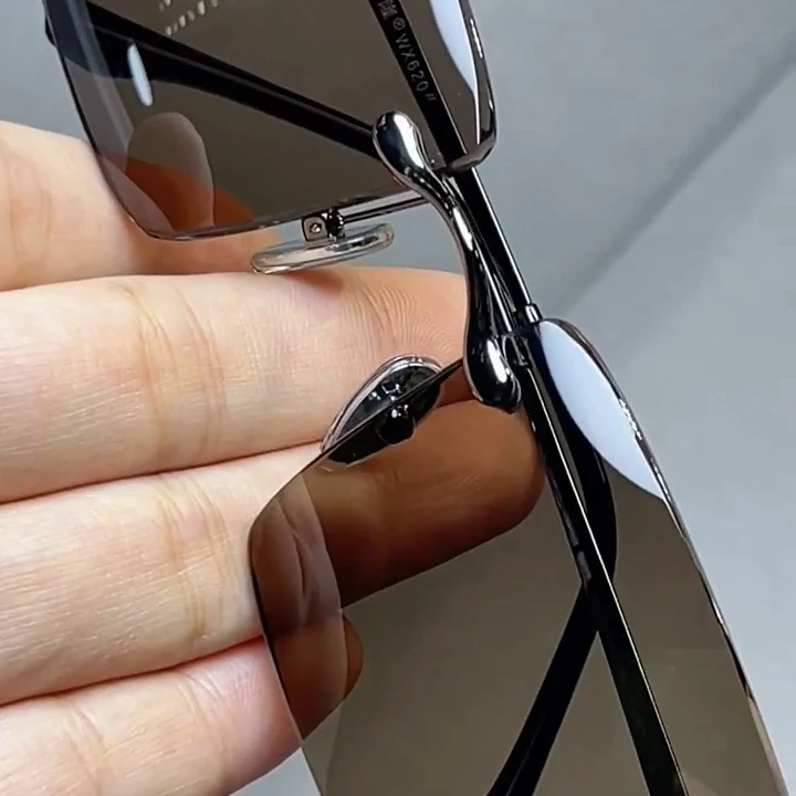 高档水晶眼镜无边框茶色商务石头镜养眼护目高档时尚百搭太阳墨镜