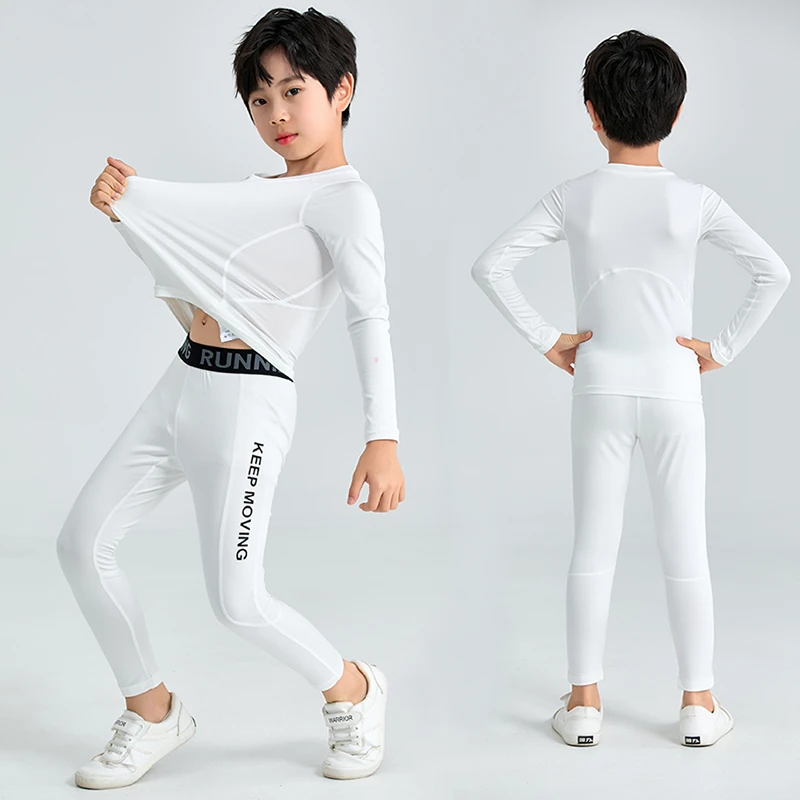 儿童紧身衣训练男童加绒跑步健身服篮球足球服运动套装打底速干衣