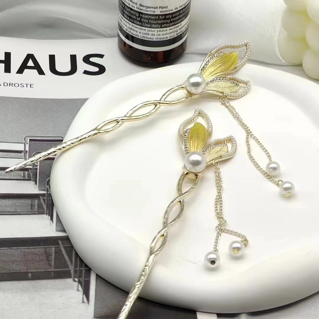 铁合金发饰 原版新款国风古风镂空鱼尾发簪汉服旗袍盘发配饰