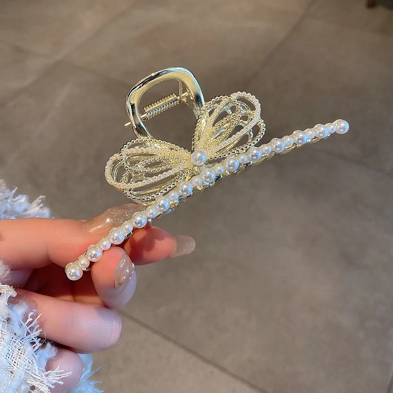 优雅发夹后脑勺抓夹大号鲨鱼夹子气质蝴蝶结头饰