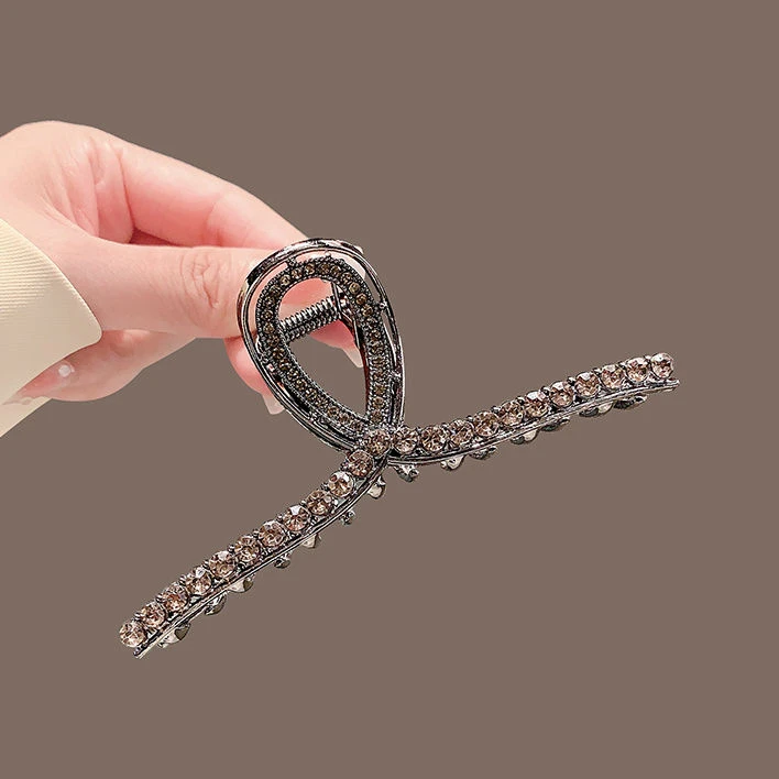 黑色水钻交叉抓夹大号高级感女后脑勺盘发夹鲨鱼夹发量多气质发饰