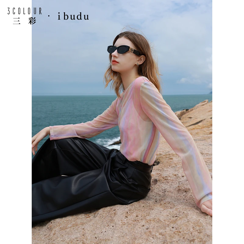 【大叔专享】三彩ibudu长袖宽松多巴胺条纹E393N1005Z00dbx
