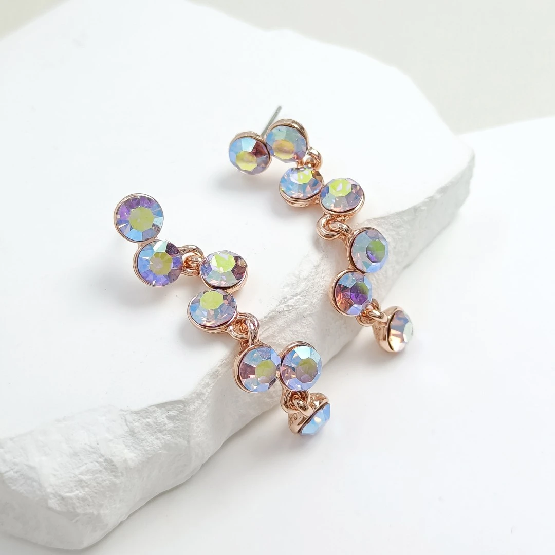 合金合成锆石耳饰 SMX-52900 耳饰镶嵌素款花时尚气质轻奢