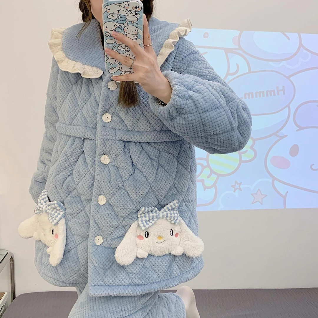 【三层夹棉10度下】孕妇睡衣女待产外穿保暖12月加厚加绒哺乳月子服