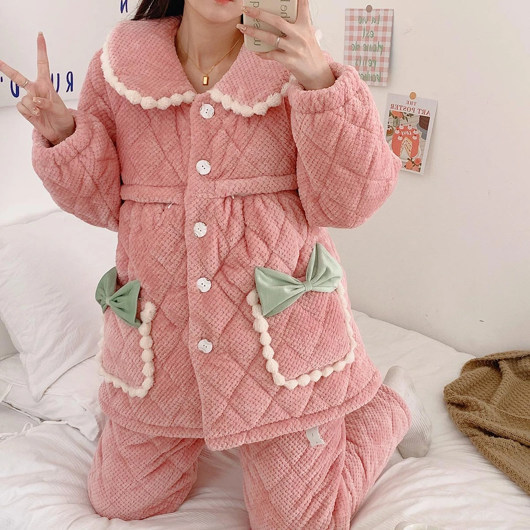 【三层夹棉加绒加厚】月子服冬季产后孕妇睡衣哺乳喂奶保暖外穿家居