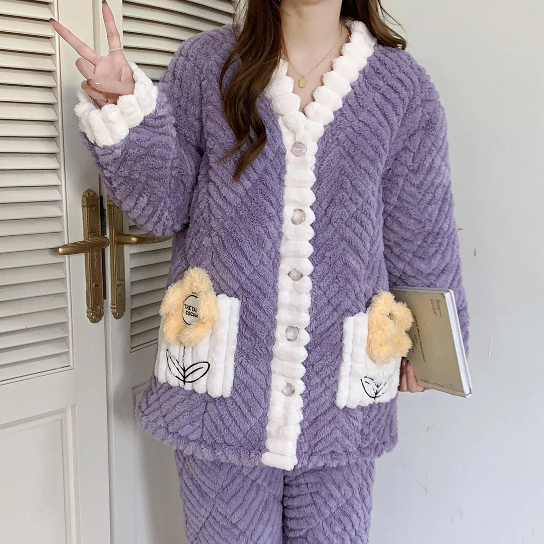 【三层夹棉月子服】冬季产后孕妇加绒加厚保暖睡衣产妇喂奶哺乳衣