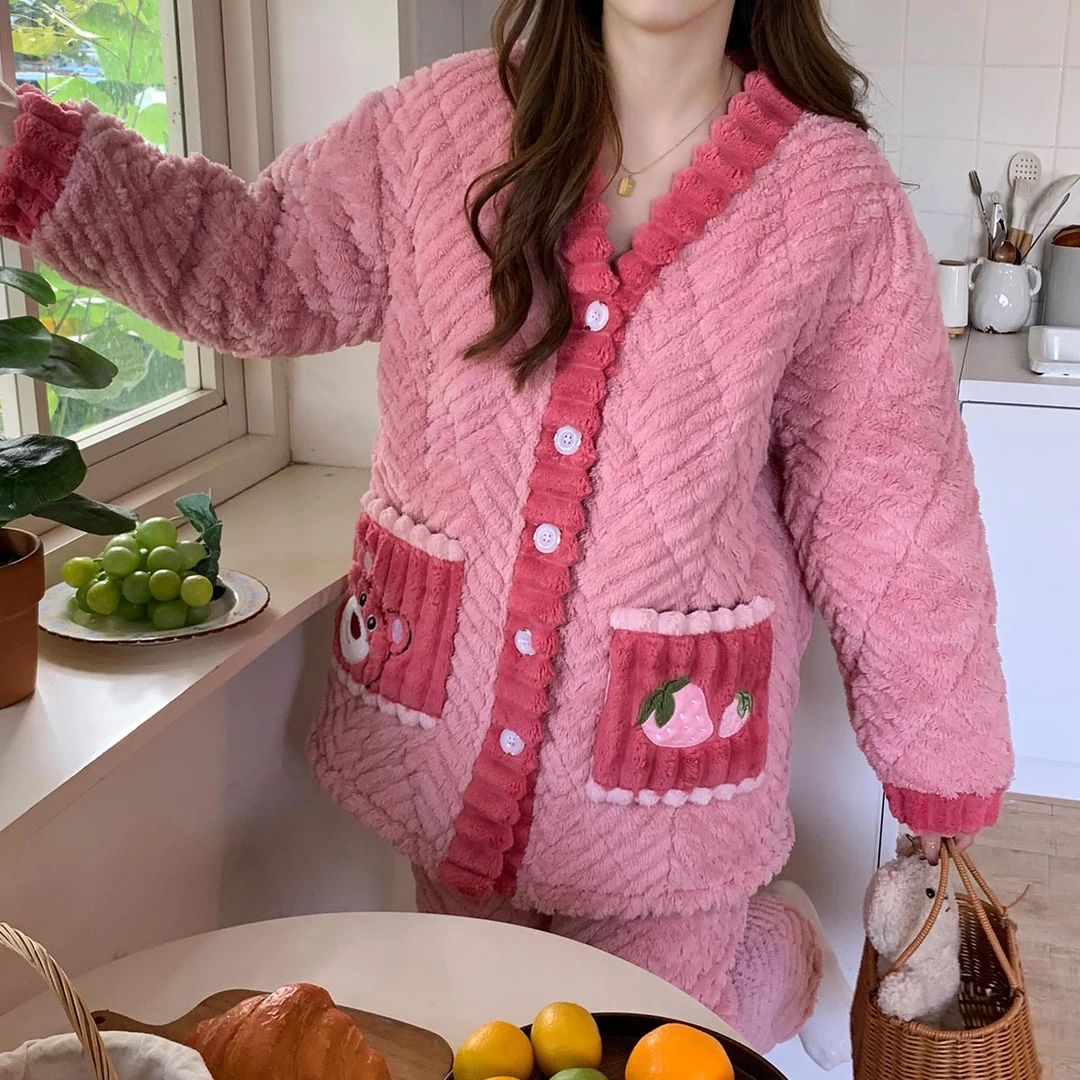 【三层夹棉月子服】冬季产后孕妇加绒加厚保暖睡衣产妇喂奶哺乳衣