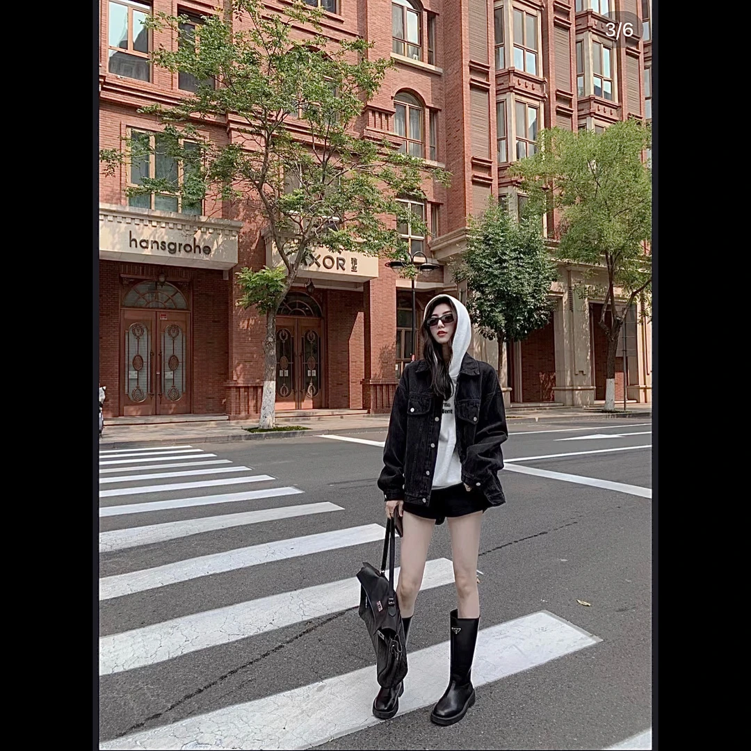 QIMO启茉（A4005#连帽刺绣加绒卫衣）