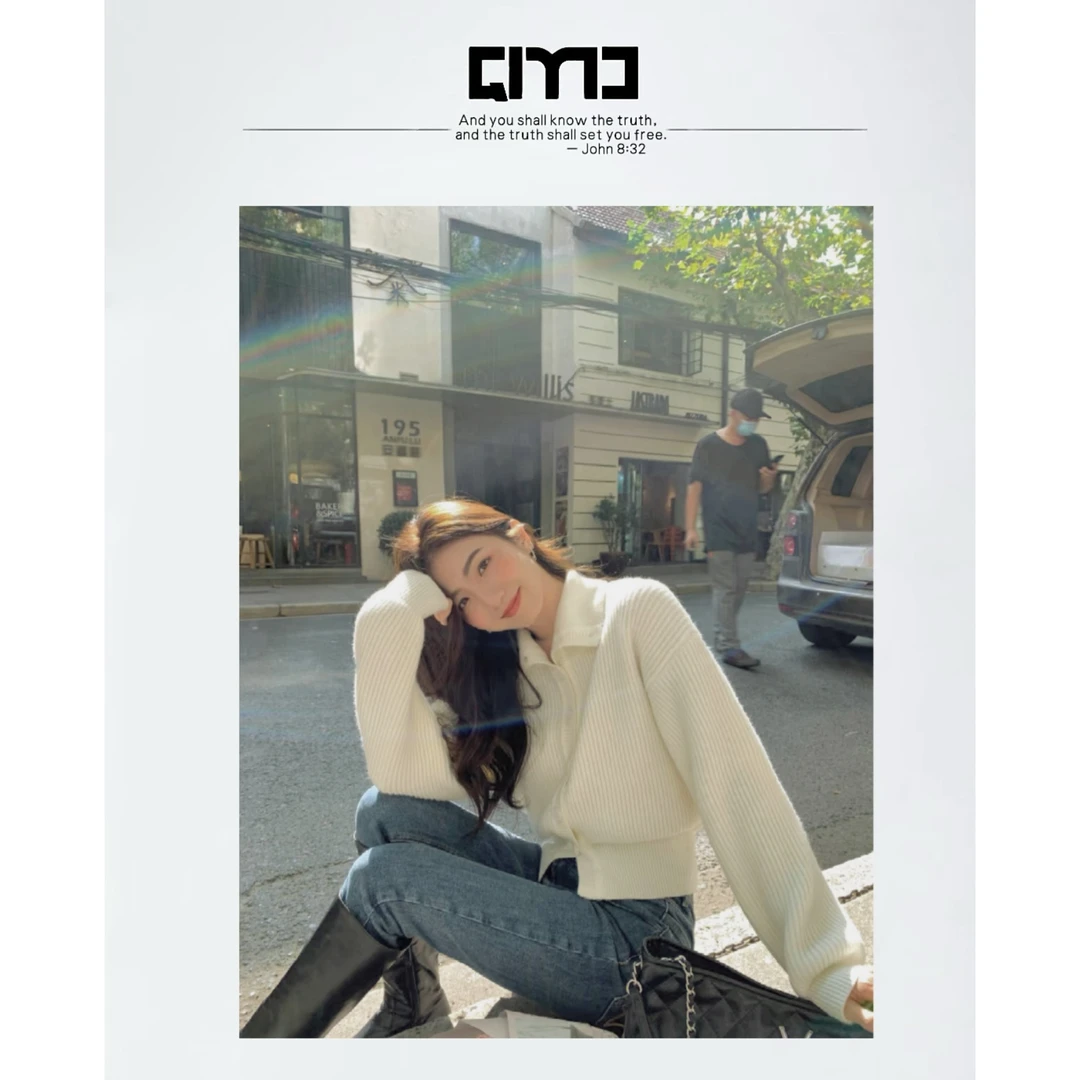 QIMO启茉（A850103#Y高腰小脚牛仔裤）