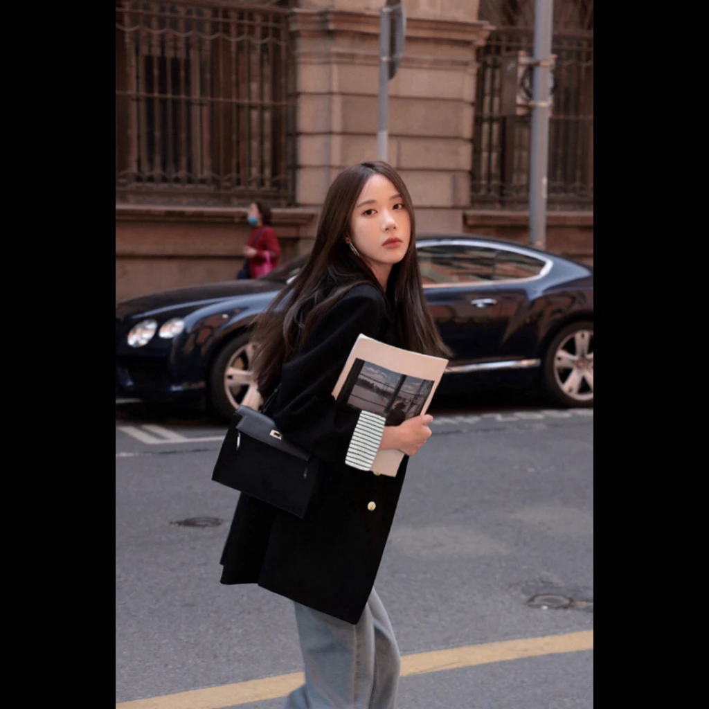 QIMO启茉（A3918#设计款西装外套）黑色