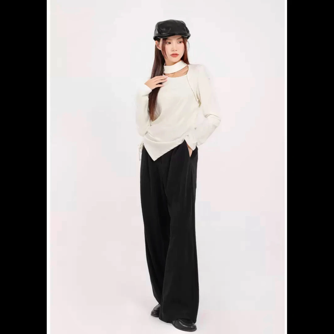 QIMO启茉（A8078#不规则镂空上衣）白色