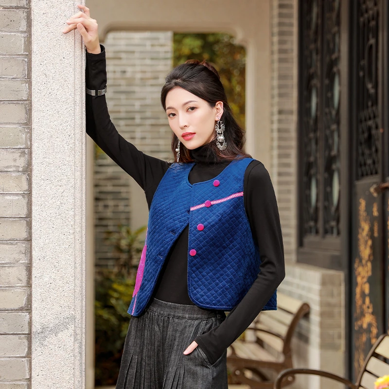 【618同价-瑞临】杨丽萍设计民族风国风瓦猫刺绣无袖马甲女春秋