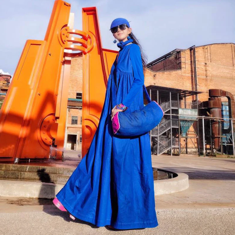 【双12同价-青山在-现货】杨丽萍原创雀云裳民族风传统绣花连衣裙