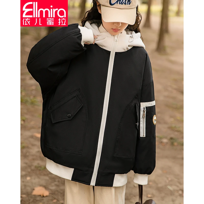 8012女童羽绒服冬季儿童派克服连帽2023新款洋气加厚潮中大童洋气