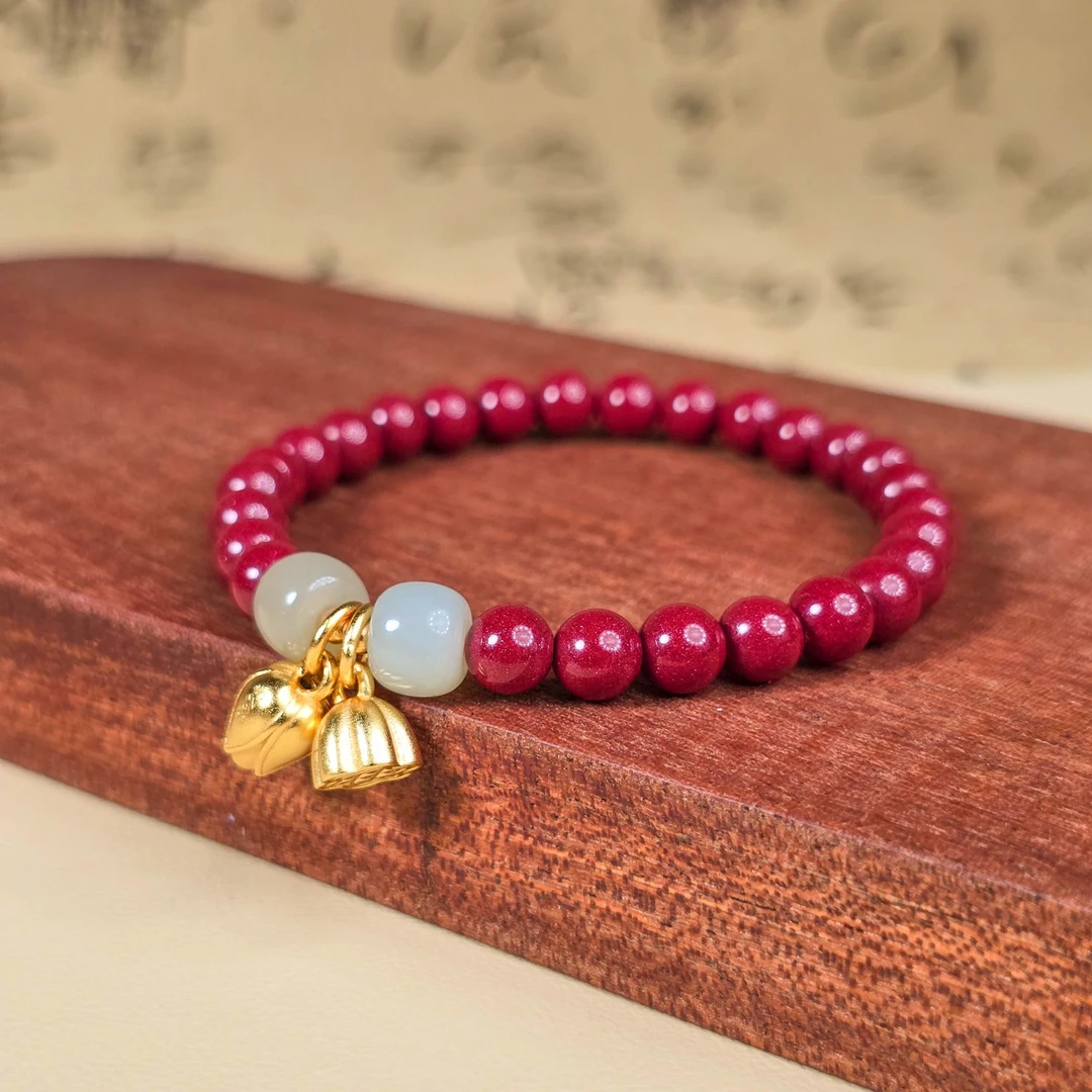 含辰砂工艺品高含量朱砂紫金砂莲藕手串男女情侣款礼物中国风高级