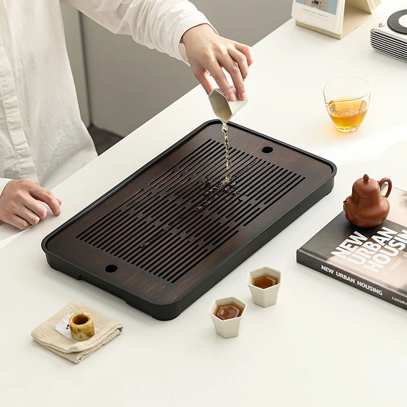 新疆包邮日式竹制密胺茶盘家用沥水简约干泡盘小型茶台茶具茶盘储
