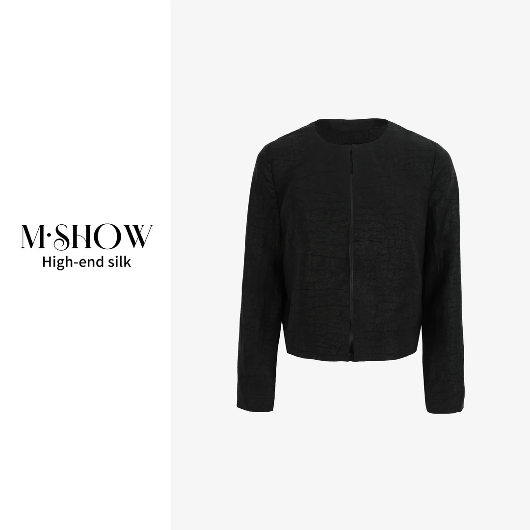 【100%桑蚕丝】香云纱重磅真丝龟裂纹长袖百搭外套945W