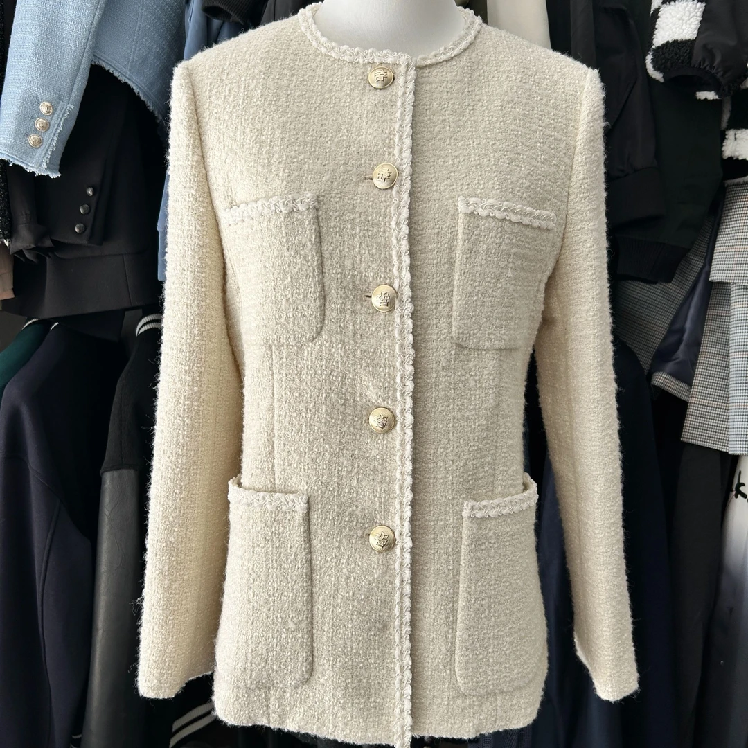 【退货包运费】韩单 秋冬新款女气质含毛小香风上衣外套潮