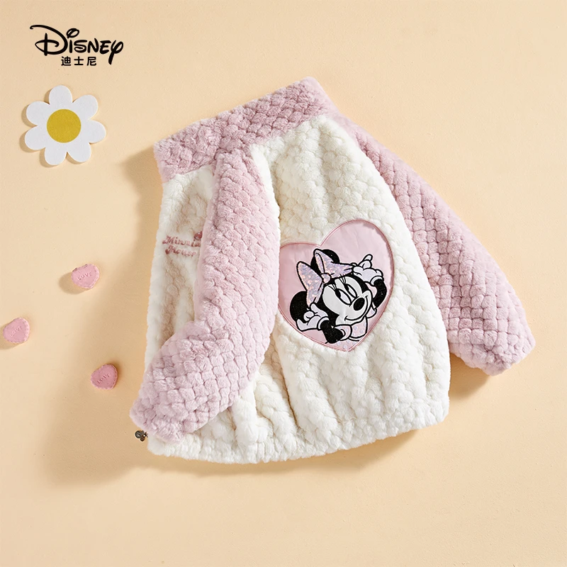 Disney/迪士尼秋冬女童童装洋气拼接保暖卡通长袖加绒外穿外套