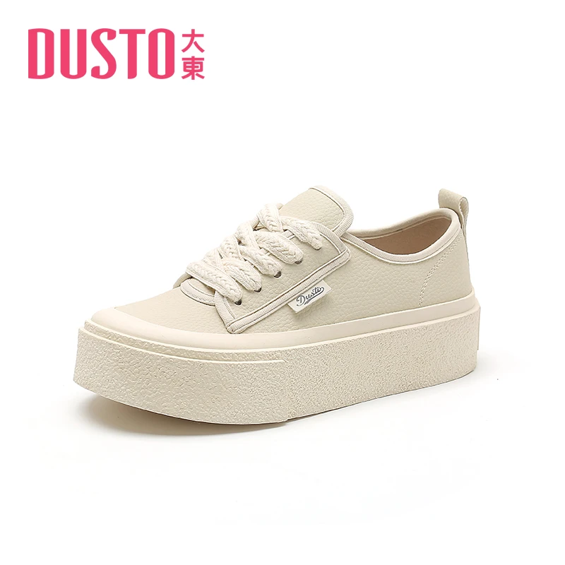 DUSTO/大东时尚板鞋女春季新款休闲风中跟平底小白鞋女鞋C0695J
