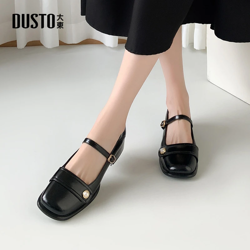 DUSTO/大东春季单鞋女2025新款百搭方头中跟玛丽珍浅口女鞋0019
