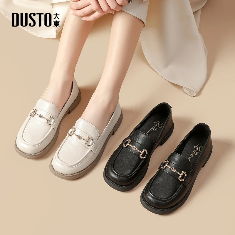 大东小皮鞋女2025秋季新款英伦风时尚圆头乐福鞋低跟外穿女鞋0222