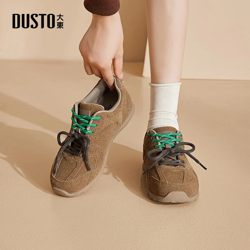 大东女鞋2025秋季爆款百搭系带低跟平底舒适外穿休闲运动鞋女0301