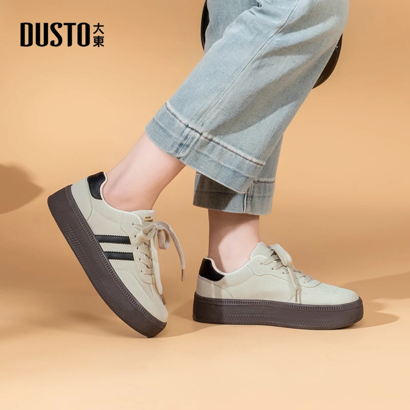 大东女鞋2025夏季新款时尚百搭休闲运动板鞋平底低帮德训鞋子7710