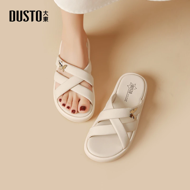 DUSTO/大东厚底外穿凉拖女2025夏季新款百搭休闲时尚软底女鞋1228