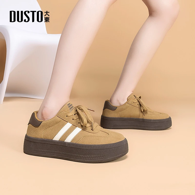 大东女鞋2025秋季新款时尚百搭复古休闲鞋软底舒适圆头德训鞋7701