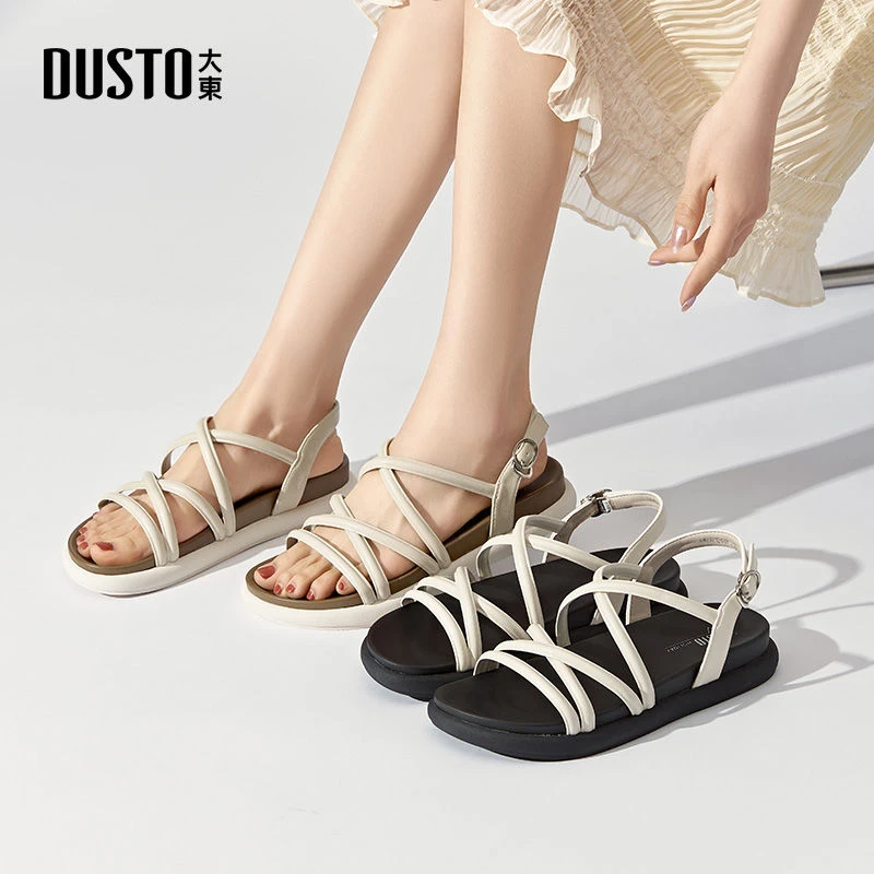DUSTO/大东踩屎感厚底凉鞋罗马鞋2025新款凉拖鞋软底沙滩女鞋1201
