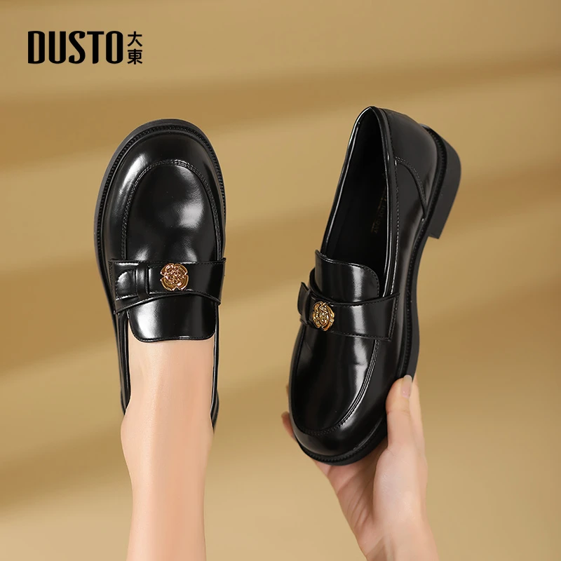 DUSTO/大东圆头乐福鞋2025秋季新款时尚潮流舒适简约套脚女鞋0212